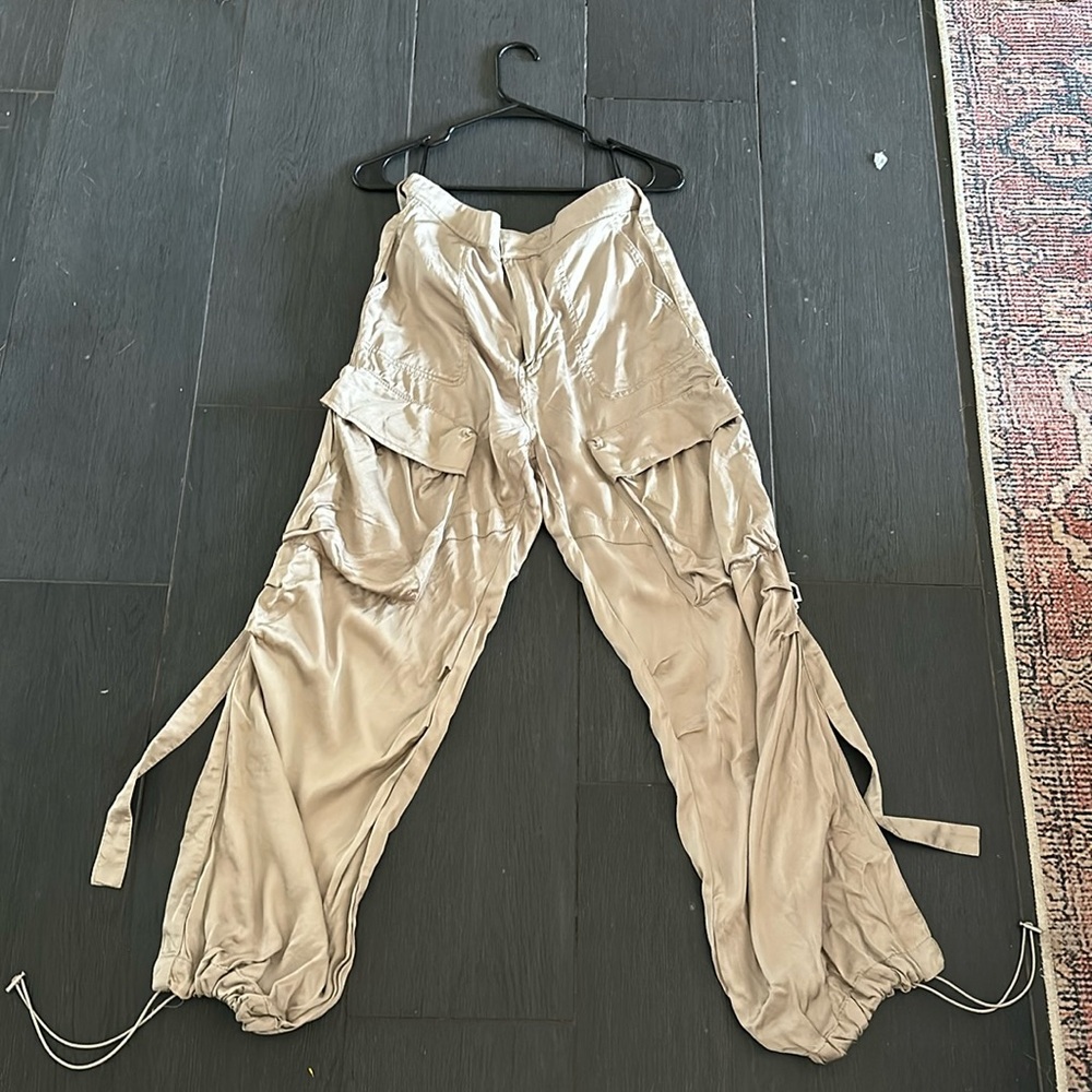 Zara silk cargo style pant